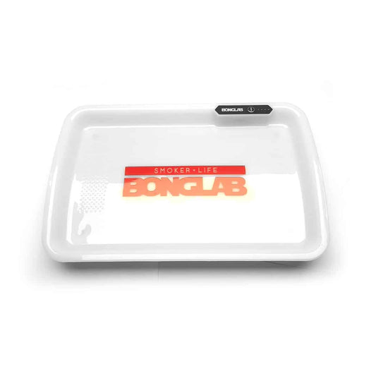 Esta bandeja blanca LED ofrece elegancia y funcionalidad, iluminando tu área mientras facilita el proceso de enrollado; ideal para quienes buscan estilo en sus accesorios.